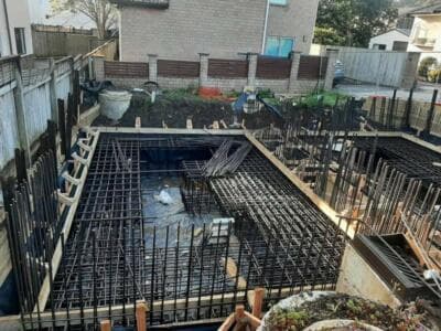 Reinforced concrete foundation with steel rebar and formwork on Auckland building site - Ambient Civil Auckland